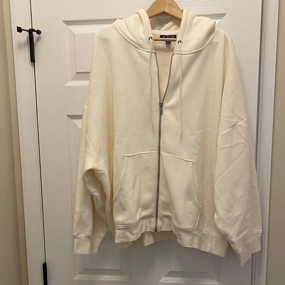 J. Crew Factory Off-White Zip-Up Hoodie - Picture 1 of 6